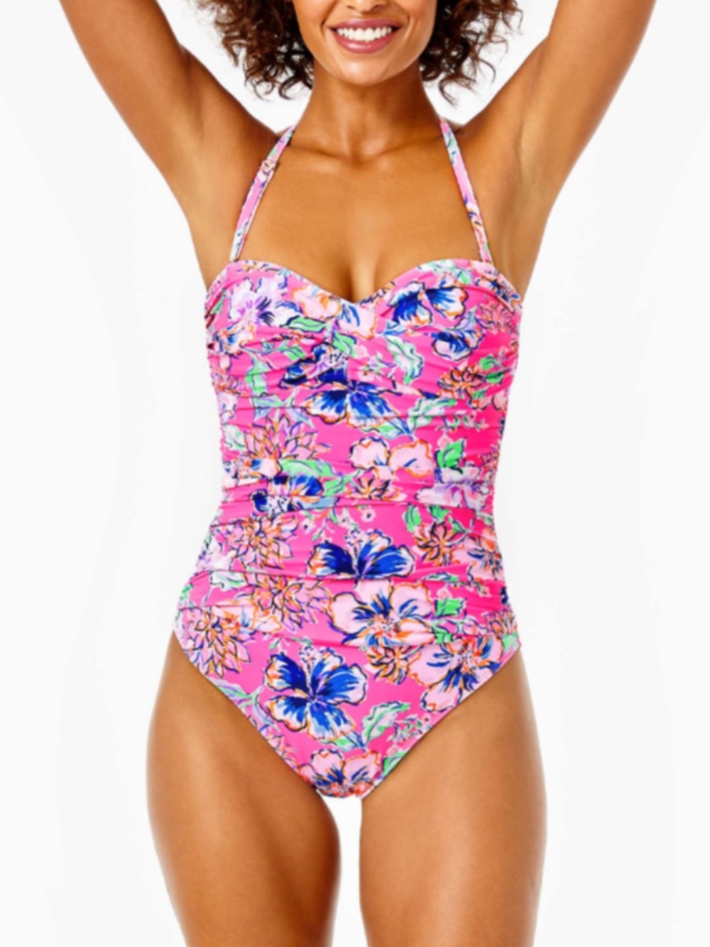 Lilly Pulitzer Flamenco Hot Pink Floral One-Piece Swimsuit size 4